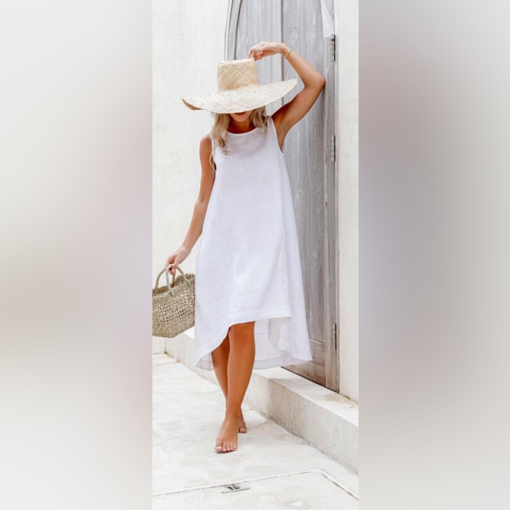 Magic linen toscana white linen dress in medium